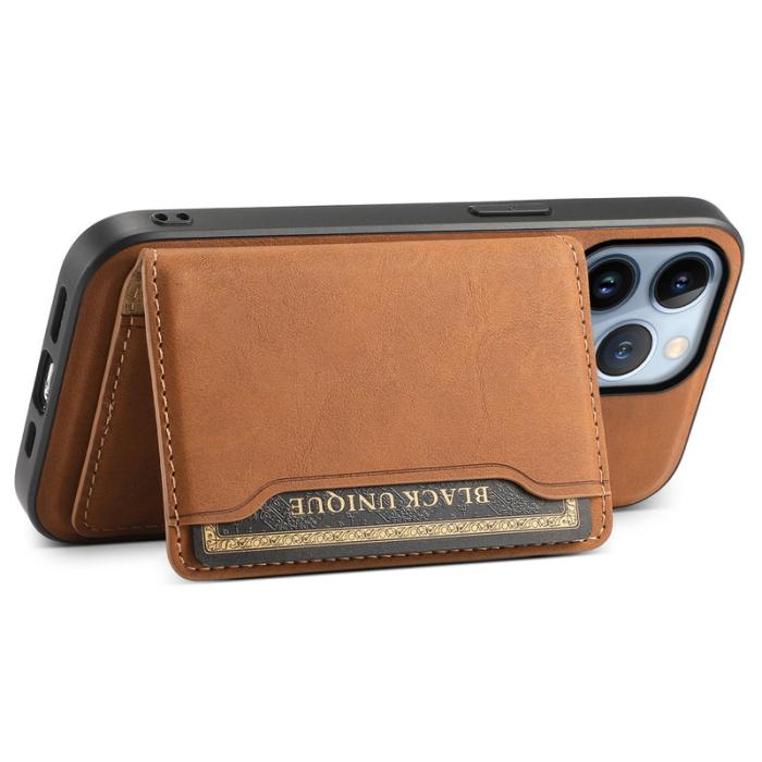 DENIOR - DENIOR D13 iPhone 13 Pro Fodral Äkta Läder med Magnetficka - Brun