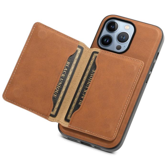 DENIOR - DENIOR D13 iPhone 13 Pro Fodral Äkta Läder med Magnetficka - Brun