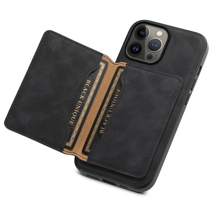 DENIOR - DENIOR D13 iPhone 13 Pro Max Fodral Magnetiskt Läder TPU PC Svart