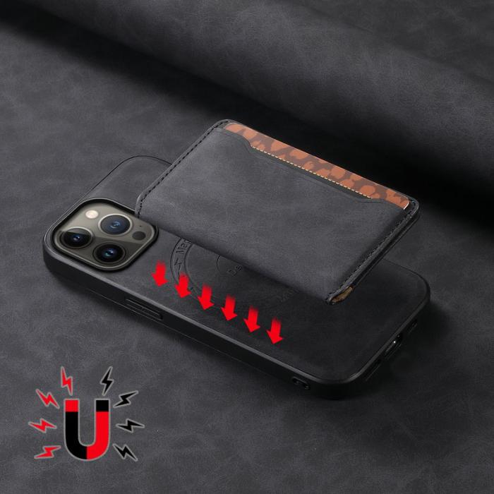 DENIOR - DENIOR D13 iPhone 13 Pro Max Fodral Magnetiskt Läder TPU PC Svart