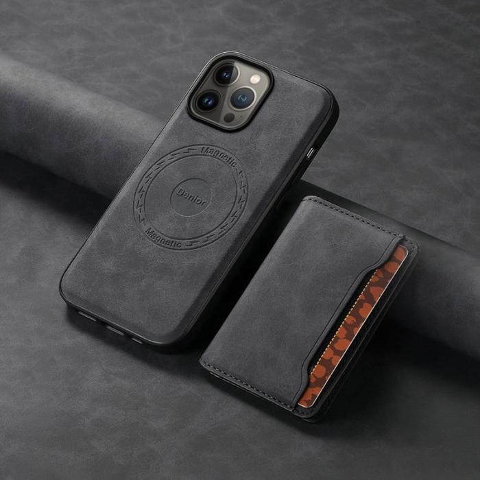 DENIOR - DENIOR D13 iPhone 13 Pro Max Fodral Magnetiskt Läder TPU PC Svart