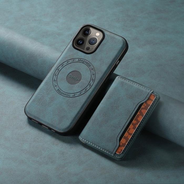 DENIOR - DENIOR D13 iPhone 13 Pro Max Fodral Magnetiskt Läder TPU PC Blå