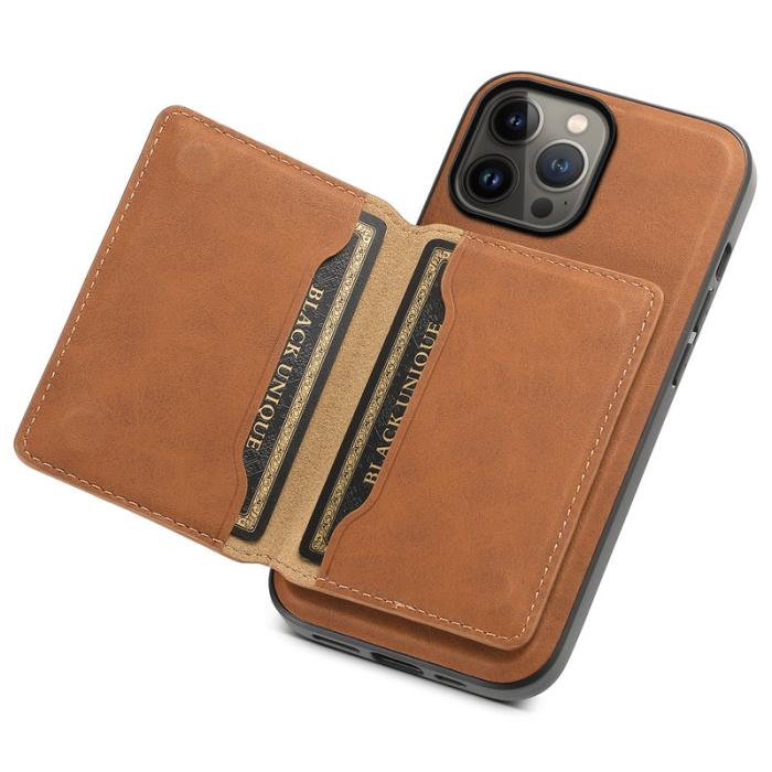 DENIOR - DENIOR D13 iPhone 13 Pro Max Fodral Magnetiskt Läder TPU PC Brun