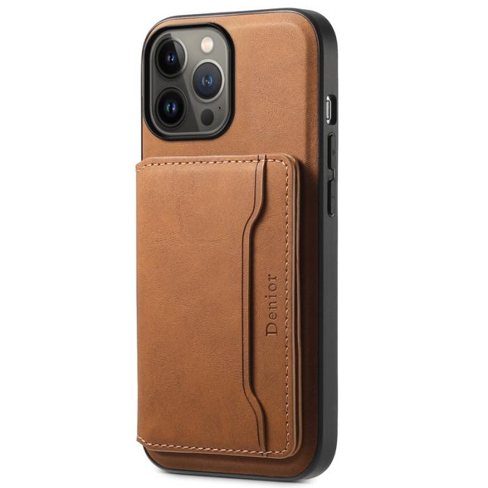DENIOR - DENIOR D13 iPhone 13 Pro Max Fodral Magnetiskt Läder TPU PC Brun