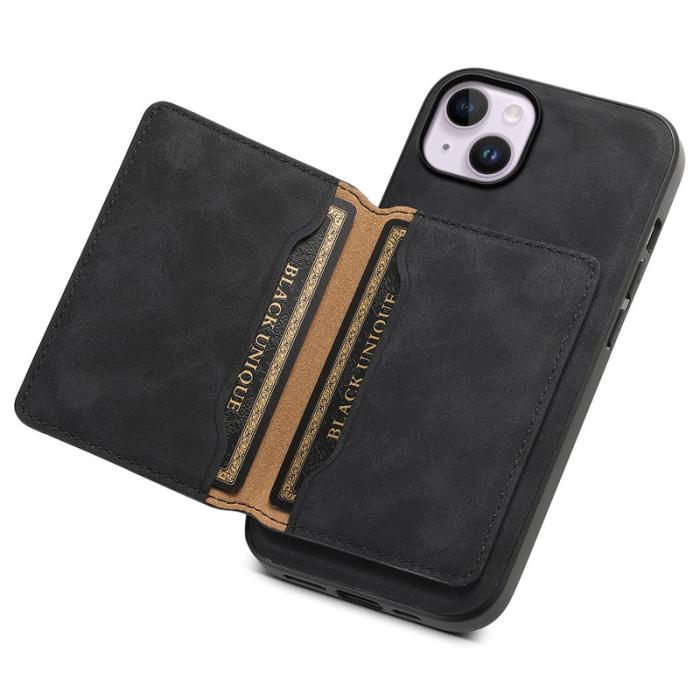 DENIOR - DENIOR D13 iPhone 14 Plus Skal i läder och TPU - Svart