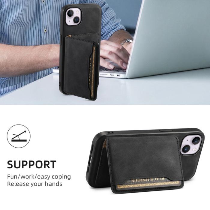 DENIOR - DENIOR D13 iPhone 14 Plus Skal i läder och TPU - Svart