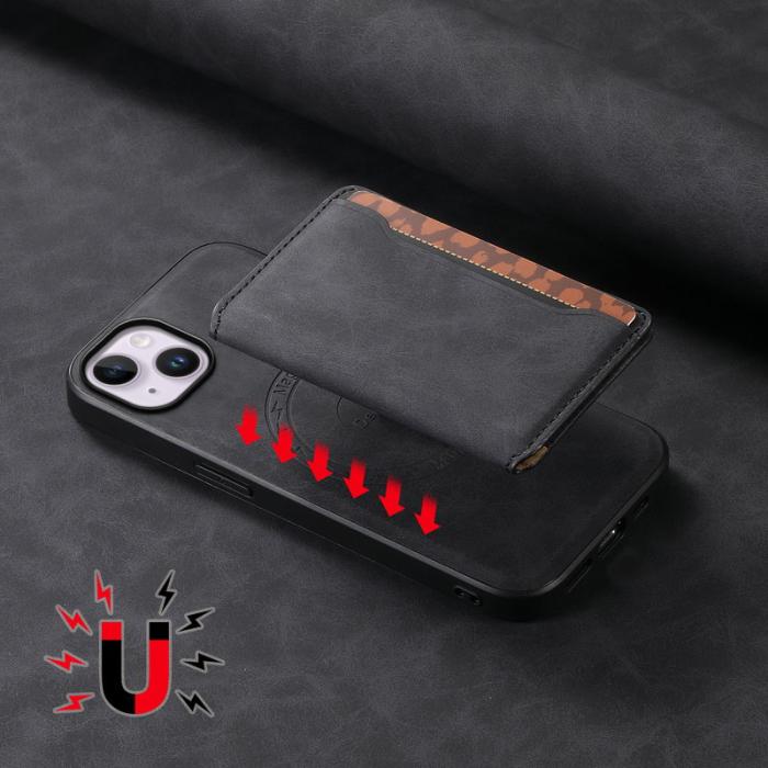 DENIOR - DENIOR D13 iPhone 14 Plus Skal i läder och TPU - Svart