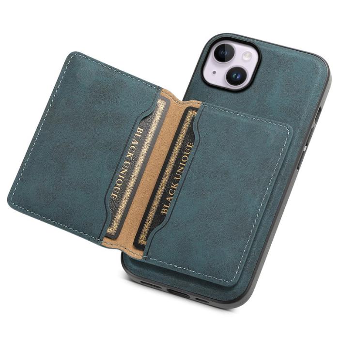 DENIOR - DENIOR D13 iPhone 14 Plus Skal i läder och TPU - Blå