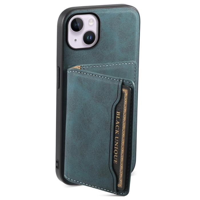 DENIOR - DENIOR D13 iPhone 14 Plus Skal i läder och TPU - Blå