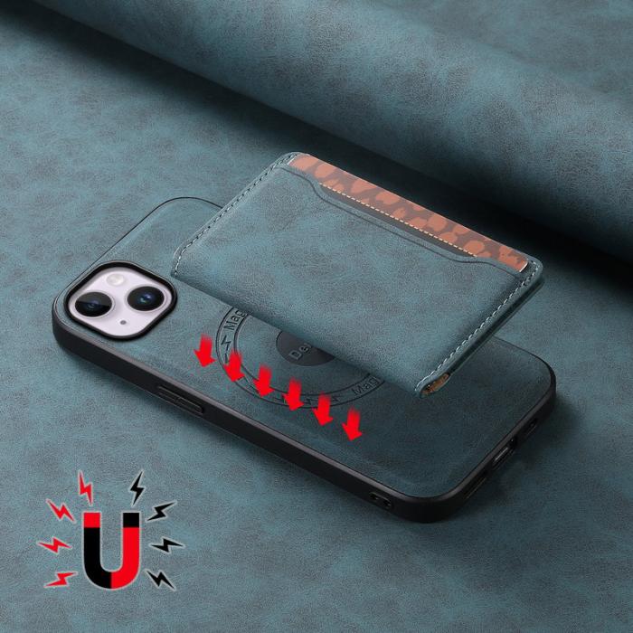 DENIOR - DENIOR D13 iPhone 14 Plus Skal i läder och TPU - Blå