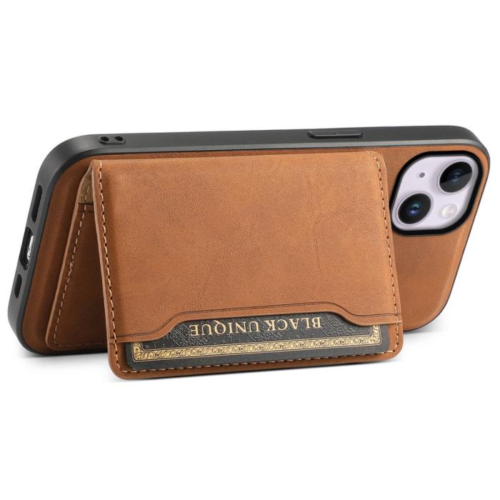 DENIOR - DENIOR D13 iPhone 14 Plus Skal i äkta läder och TPU - Brun