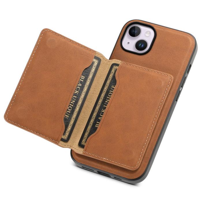 DENIOR - DENIOR D13 iPhone 14 Plus Skal i äkta läder och TPU - Brun