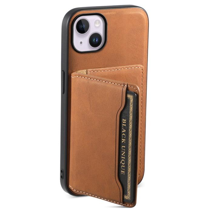 DENIOR - DENIOR D13 iPhone 14 Plus Skal i äkta läder och TPU - Brun