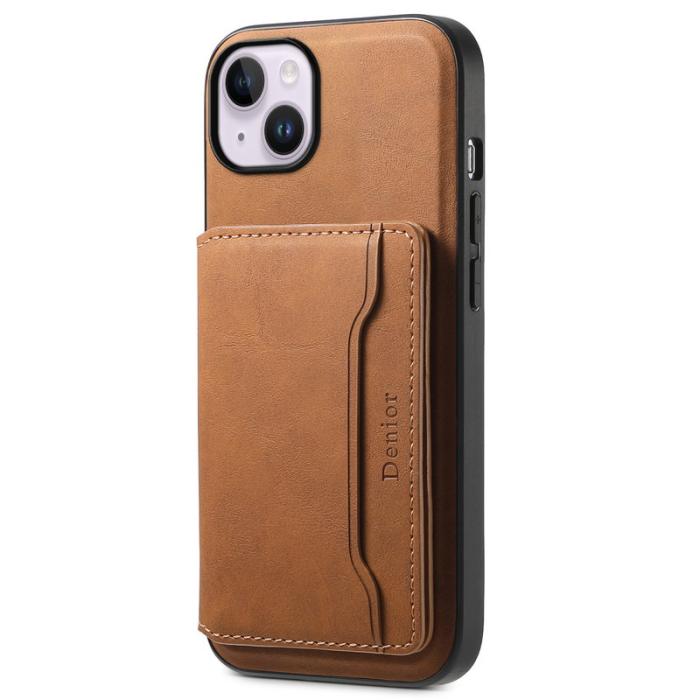 DENIOR - DENIOR D13 iPhone 14 Plus Skal i äkta läder och TPU - Brun
