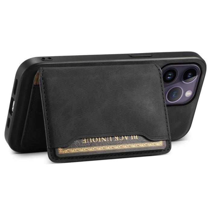DENIOR - DENIOR D13 iPhone 14 Pro Max Fodral Magnetiskt Retro Läder TPU PC Svart