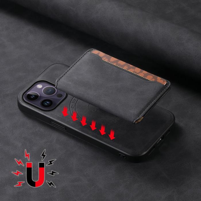 DENIOR - DENIOR D13 iPhone 14 Pro Max Fodral Magnetiskt Retro Läder TPU PC Svart