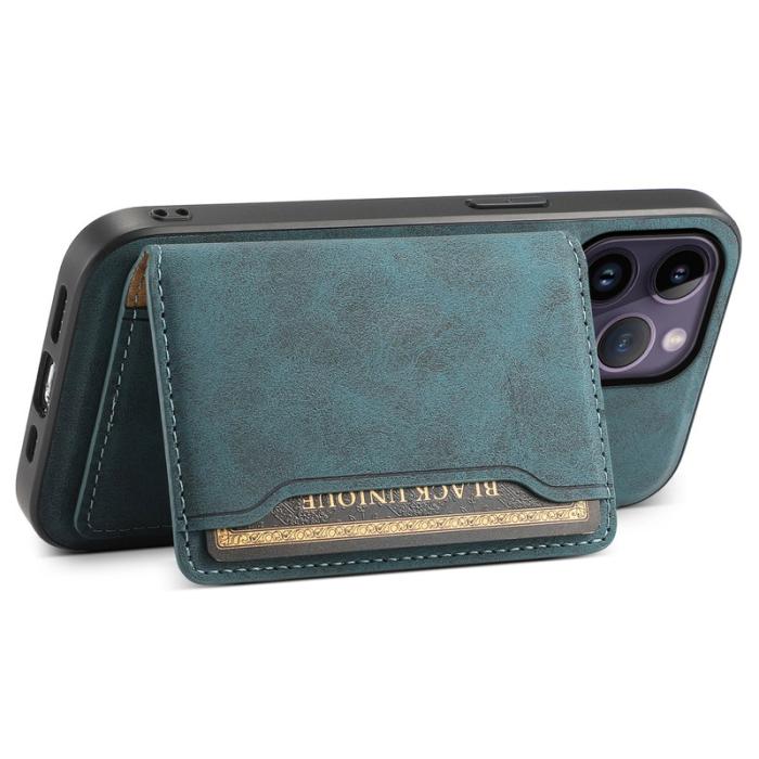 DENIOR - DENIOR D13 iPhone 14 Pro Max Fodral Magnetiskt Retro Läder TPU PC Blå