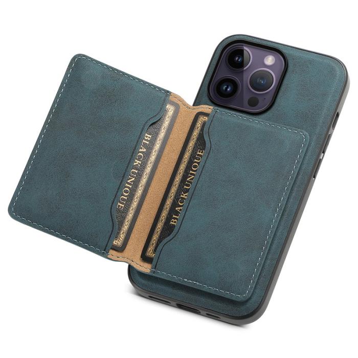 DENIOR - DENIOR D13 iPhone 14 Pro Max Fodral Magnetiskt Retro Läder TPU PC Blå