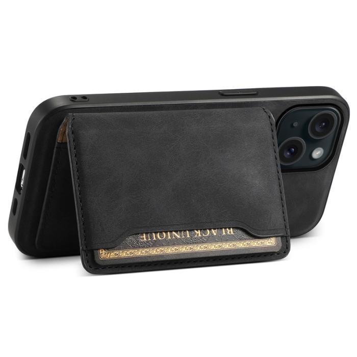 DENIOR - DENIOR D13 iPhone 15 Fodral PC+TPU+PU Läder med Magnetfack - Svart