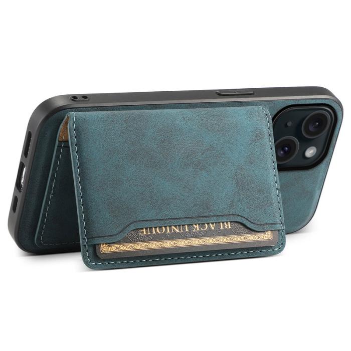 DENIOR - DENIOR D13 iPhone 15 Fodral PC+TPU+PU Läder Blå