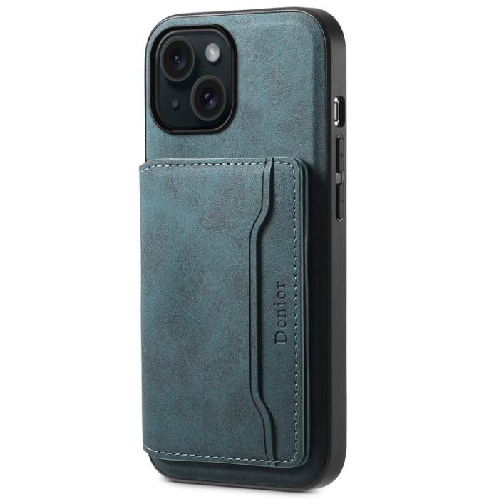 DENIOR - DENIOR D13 iPhone 15 Fodral PC+TPU+PU Läder Blå