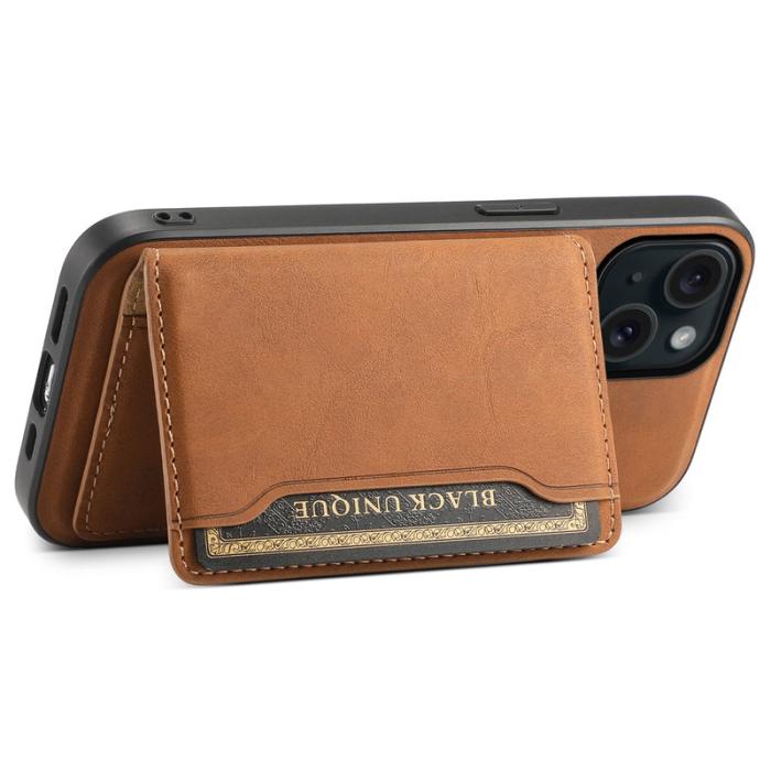 DENIOR - DENIOR D13 iPhone 15 Fodral PC+TPU+PU Läder Brun