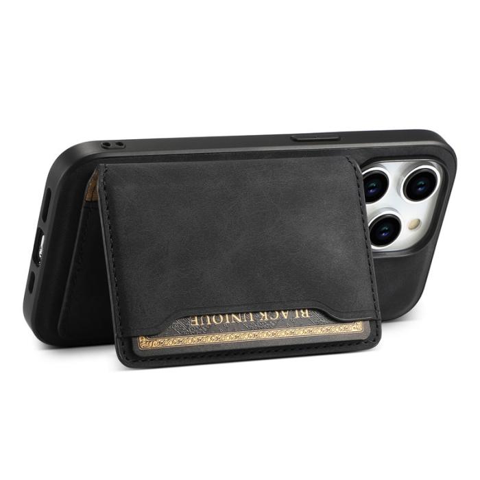 DENIOR - DENIOR D13 iPhone 15 Pro Skal Läder+TPU+PC Svart