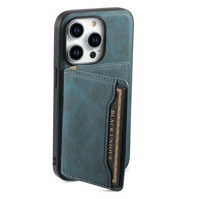 DENIOR - DENIOR D13 iPhone 15 Pro Skal Läder+TPU+PC Blå