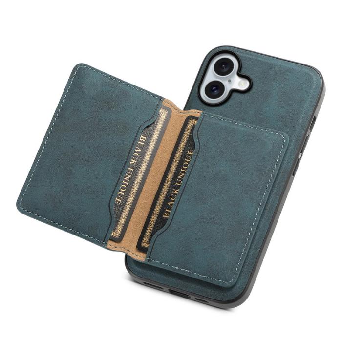 DENIOR - DENIOR D13 iPhone 16 Magnetfodral Läder+PC+TPU Blå