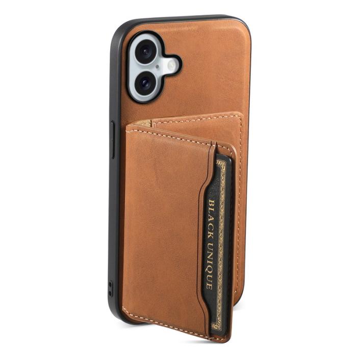 DENIOR - DENIOR D13 iPhone 16 Skal Läder + PC + TPU - Brun