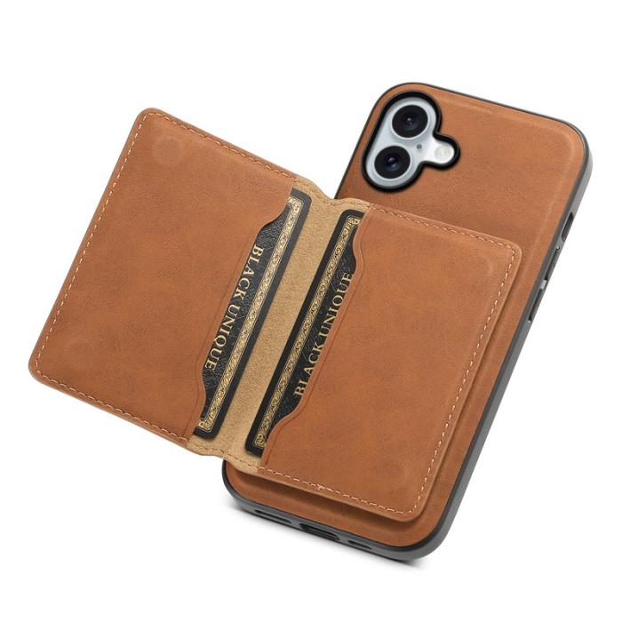 DENIOR - DENIOR D13 iPhone 16 Skal Läder + PC + TPU - Brun