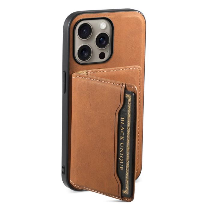 DENIOR - DENIOR D13 iPhone 16 Pro Skal Magnetiskt Läder Coated PC+TPU - Brun