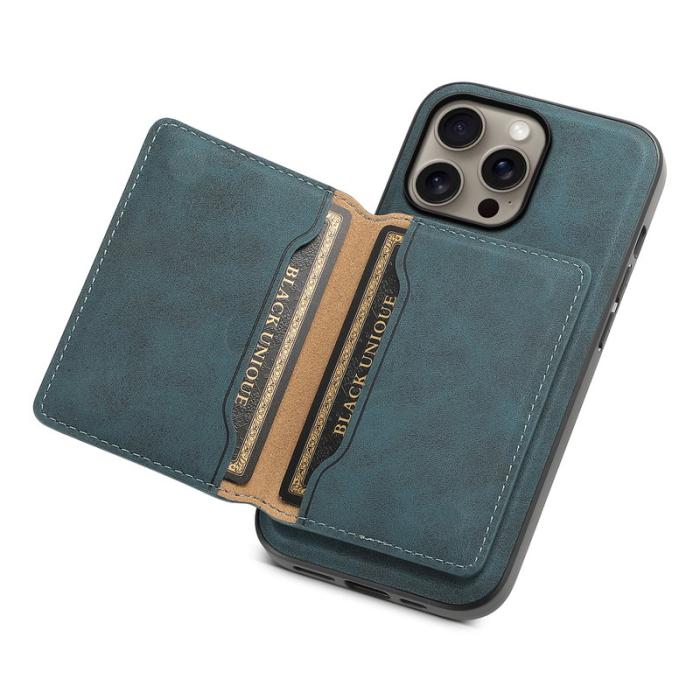DENIOR - DENIOR D13 iPhone 16 Pro Max Magnetiskt Fodral Läder Blå