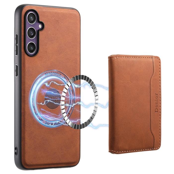 DENIOR - DENIOR D13 Samsung Galaxy S23 FE Fodral Äkta läder Brun