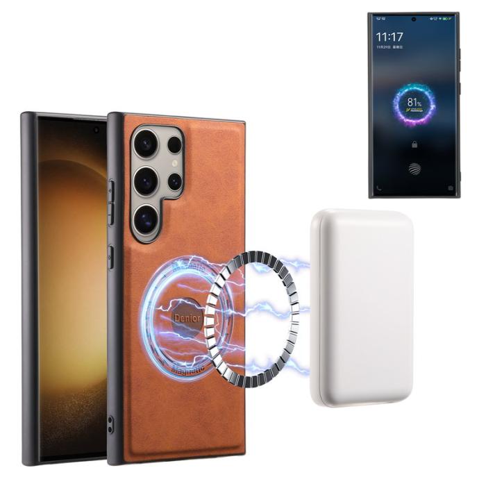 DENIOR - DENIOR D13 Samsung Galaxy S23 Ultra Fodral Läder + PC + TPU Brun