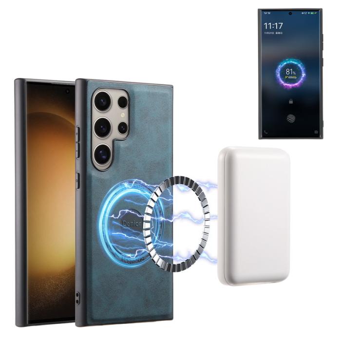 DENIOR - DENIOR D13 Samsung Galaxy S23 Ultra Fodral Läder + PC + TPU Grön