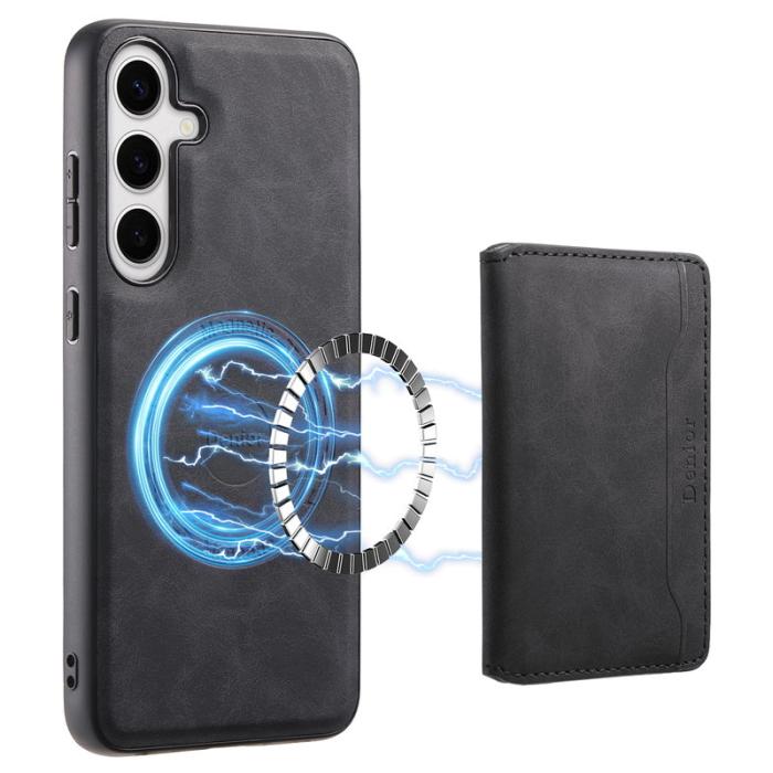 DENIOR - DENIOR D13 Samsung Galaxy S24 Plus Retro Fodral Läder Svart