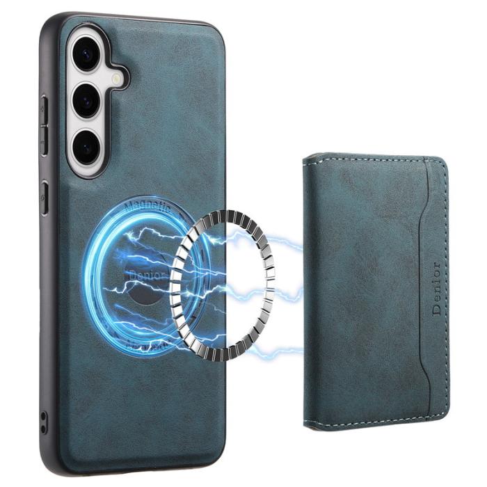 DENIOR - DENIOR D13 Samsung Galaxy S24 Plus Fodral Äkta Läder Blå