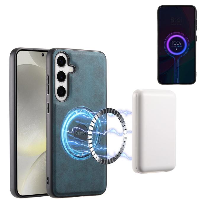 DENIOR - DENIOR D13 Samsung Galaxy S24 Plus Fodral Äkta Läder Blå