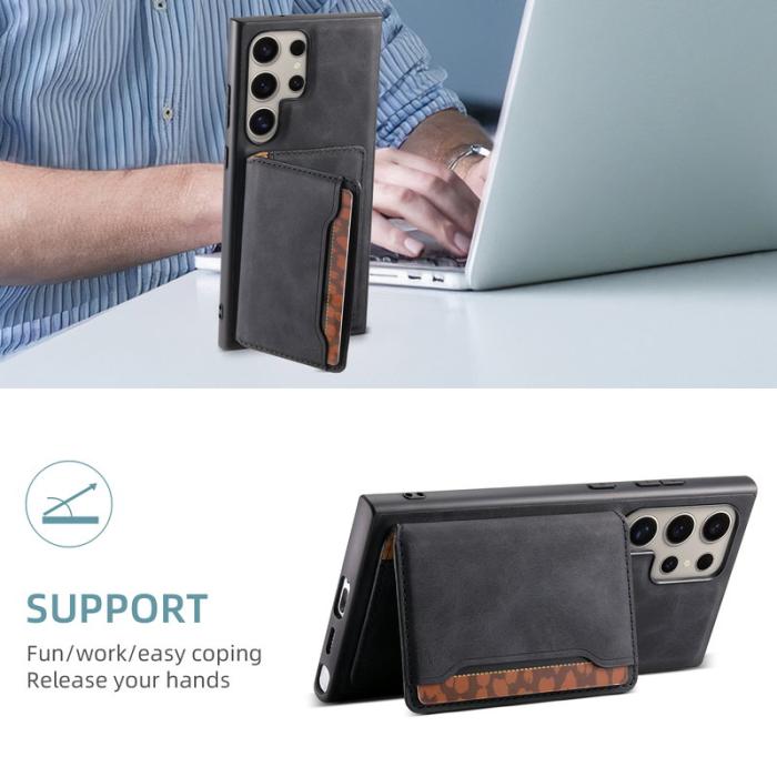 DENIOR - DENIOR D13 Samsung Galaxy S24 Ultra Fodral Äkta Läder Svart