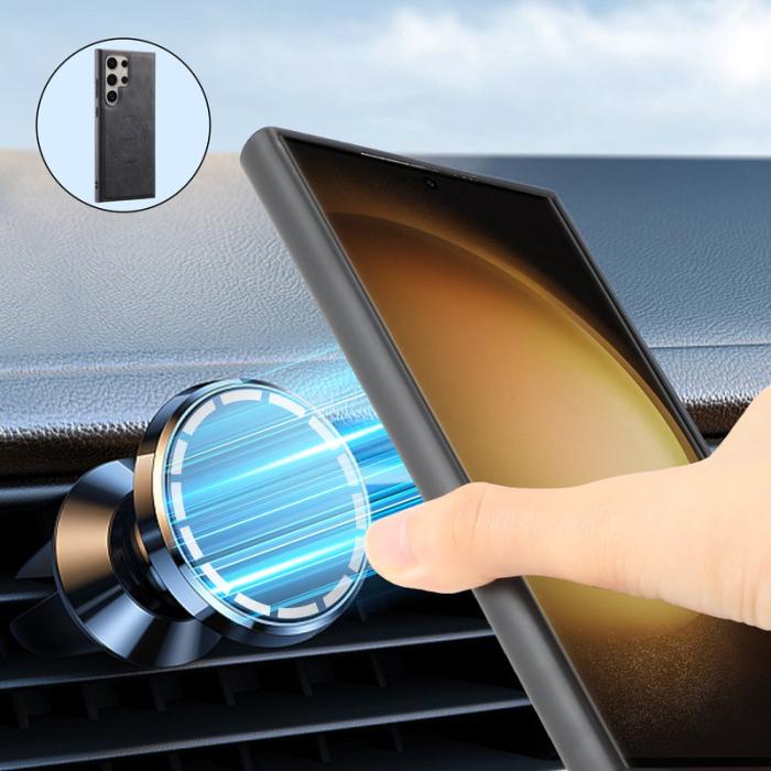 DENIOR - DENIOR D13 Samsung Galaxy S24 Ultra Fodral Äkta Läder Svart