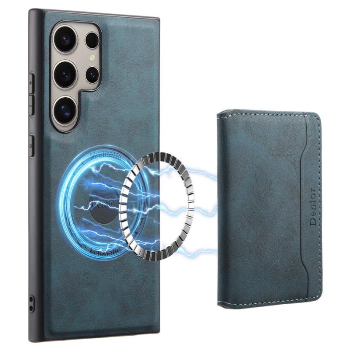 DENIOR - DENIOR D13 Samsung Galaxy S24 Ultra Fodral Äkta Läder Blå