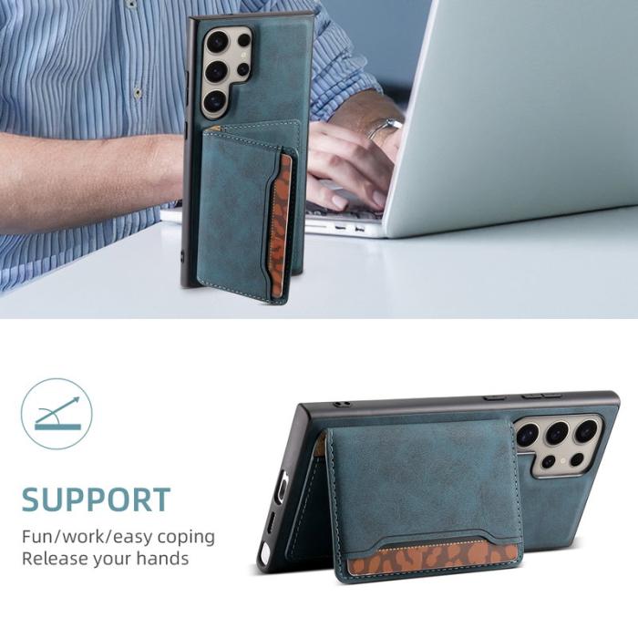 DENIOR - DENIOR D13 Samsung Galaxy S24 Ultra Fodral Äkta Läder Blå