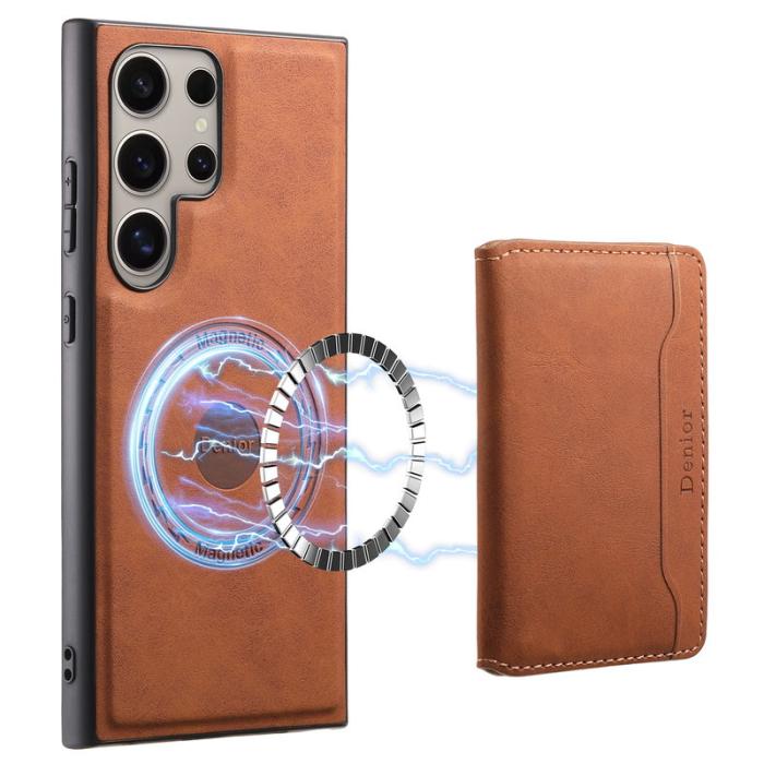 DENIOR - DENIOR D13 Samsung Galaxy S24 Ultra Fodral Äkta Läder Brun