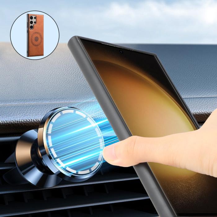 DENIOR - DENIOR D13 Samsung Galaxy S24 Ultra Fodral Äkta Läder Brun