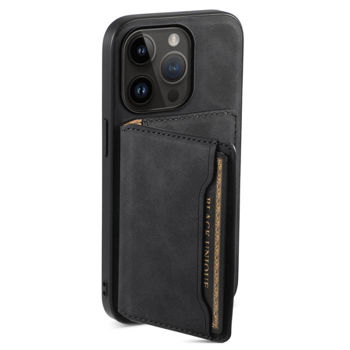 DENIOR - DENIOR D13 Fodral för iPhone 14 Pro PC+TPU+PU Läder Svart