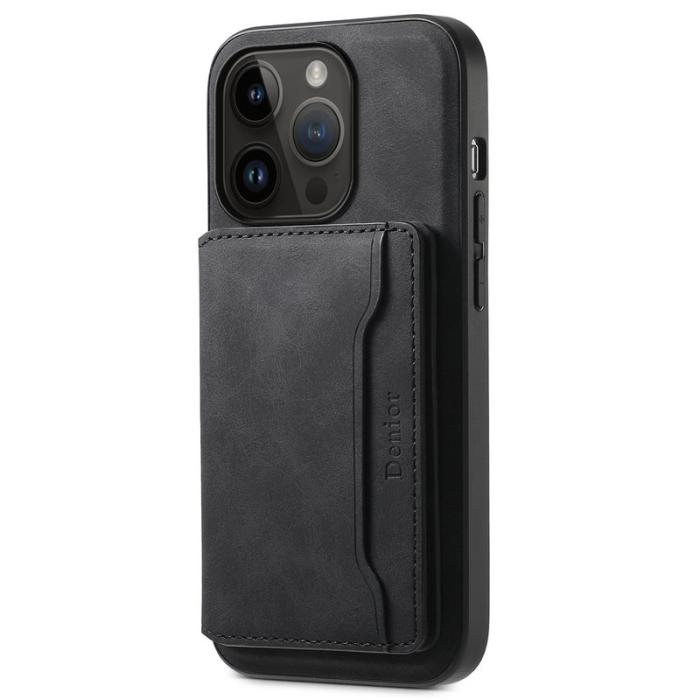 DENIOR - DENIOR D13 Fodral för iPhone 14 Pro PC+TPU+PU Läder Svart