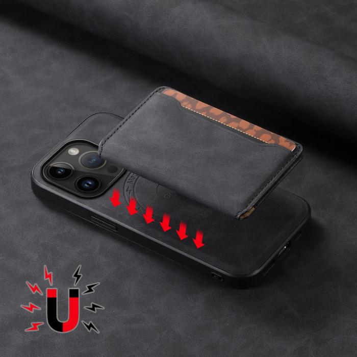 DENIOR - DENIOR D13 Fodral för iPhone 14 Pro PC+TPU+PU Läder Svart