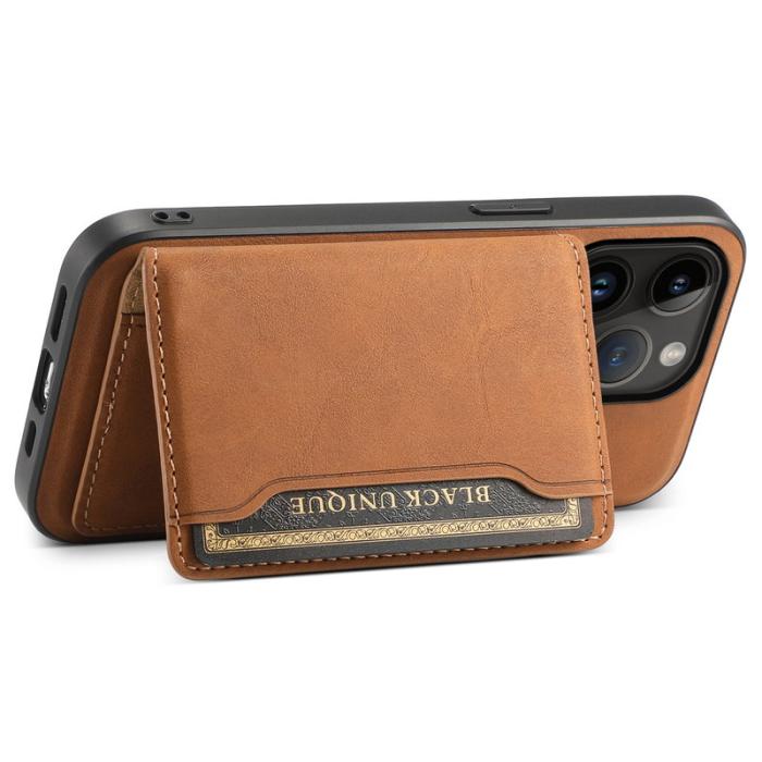 DENIOR - DENIOR D13 Fodral till iPhone 14 Pro PC+TPU+PU Läder Brun