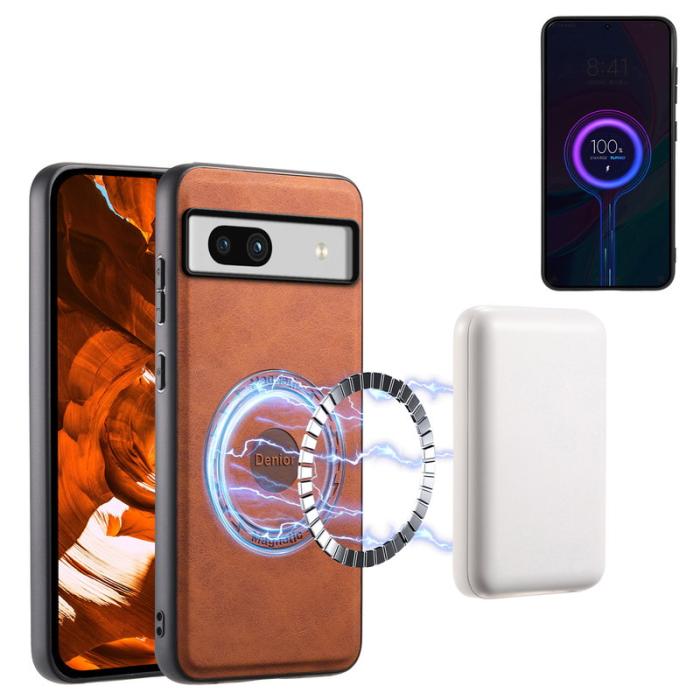 DENIOR - DENIOR D14 Google Pixel 7a Magnetiskt Fodral PU+PC+TPU Brun